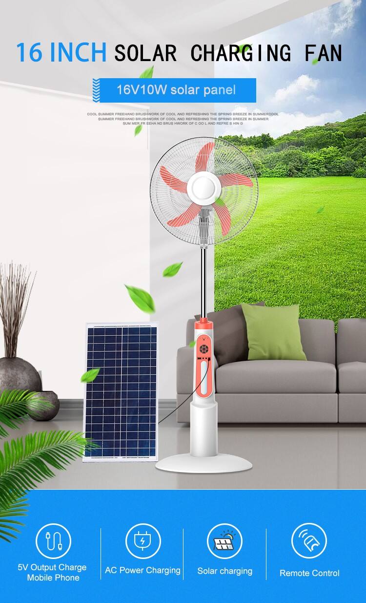 LD-801 High Quality OEM New Products 12V DC Solar Fan With LiFePO4 Battery BLDC motor Solar Fan And Light Solar Powered Fan details