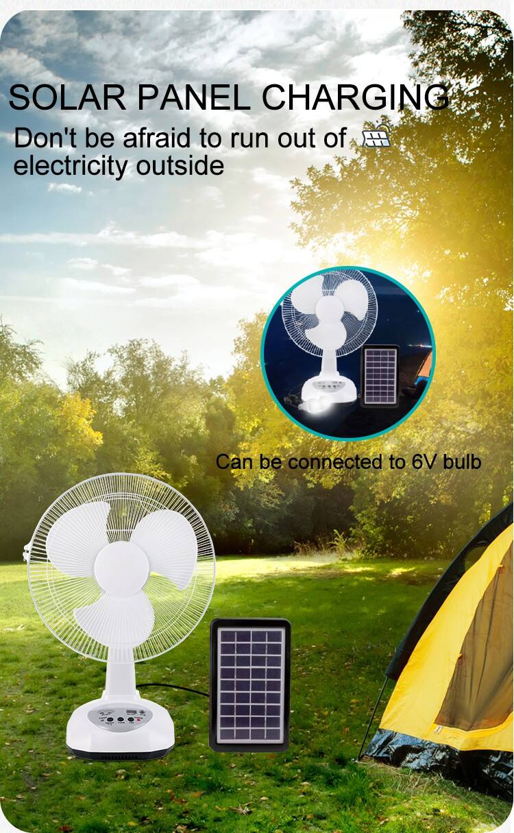 Hot Sales Household Usb Rechargeable Table Fan Outdoor 12 Inch Solar Fan With Solar Panel manufacture