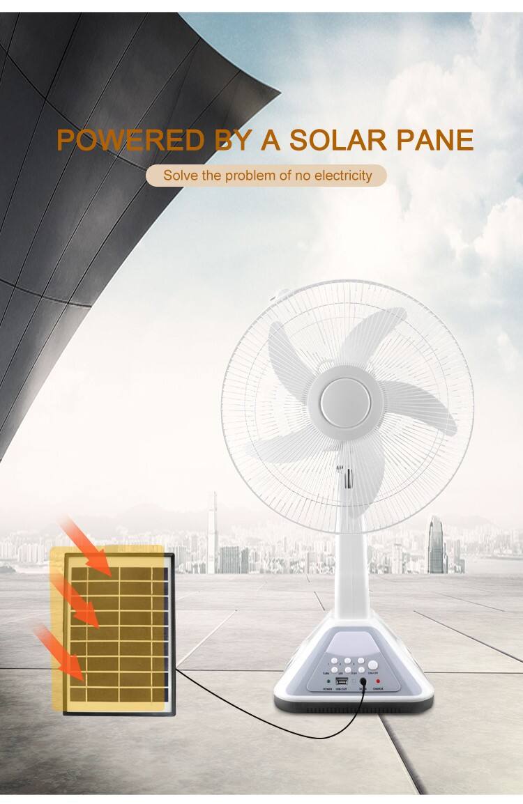 Custom Home Rechargeable Led Light Fan DC 16 Inch Solar Standing Electric Fan details