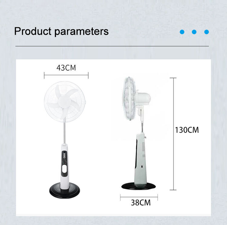 16 Inches 5 Blades Rechargeable Stand Fan Portable Solar Power Electric Rechargeable Solar Floor Fan details