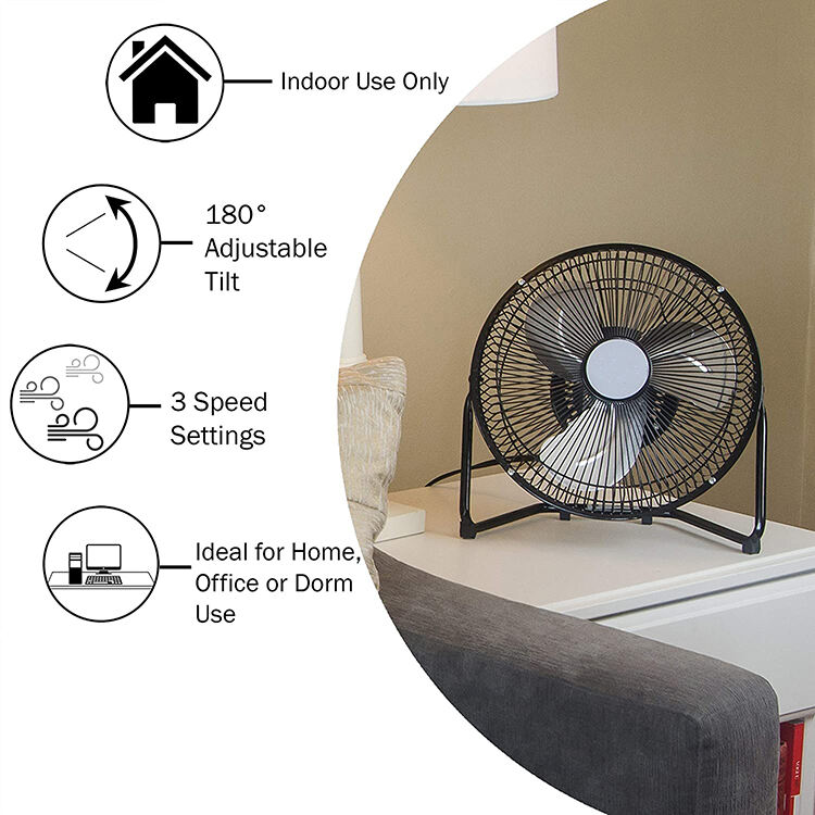 12" High Velocity Floor Fan Rechargeable Battery Operated Fan Cool Cold AQuiet Personal Cooling Fan with Metal Frame for Camping supplier