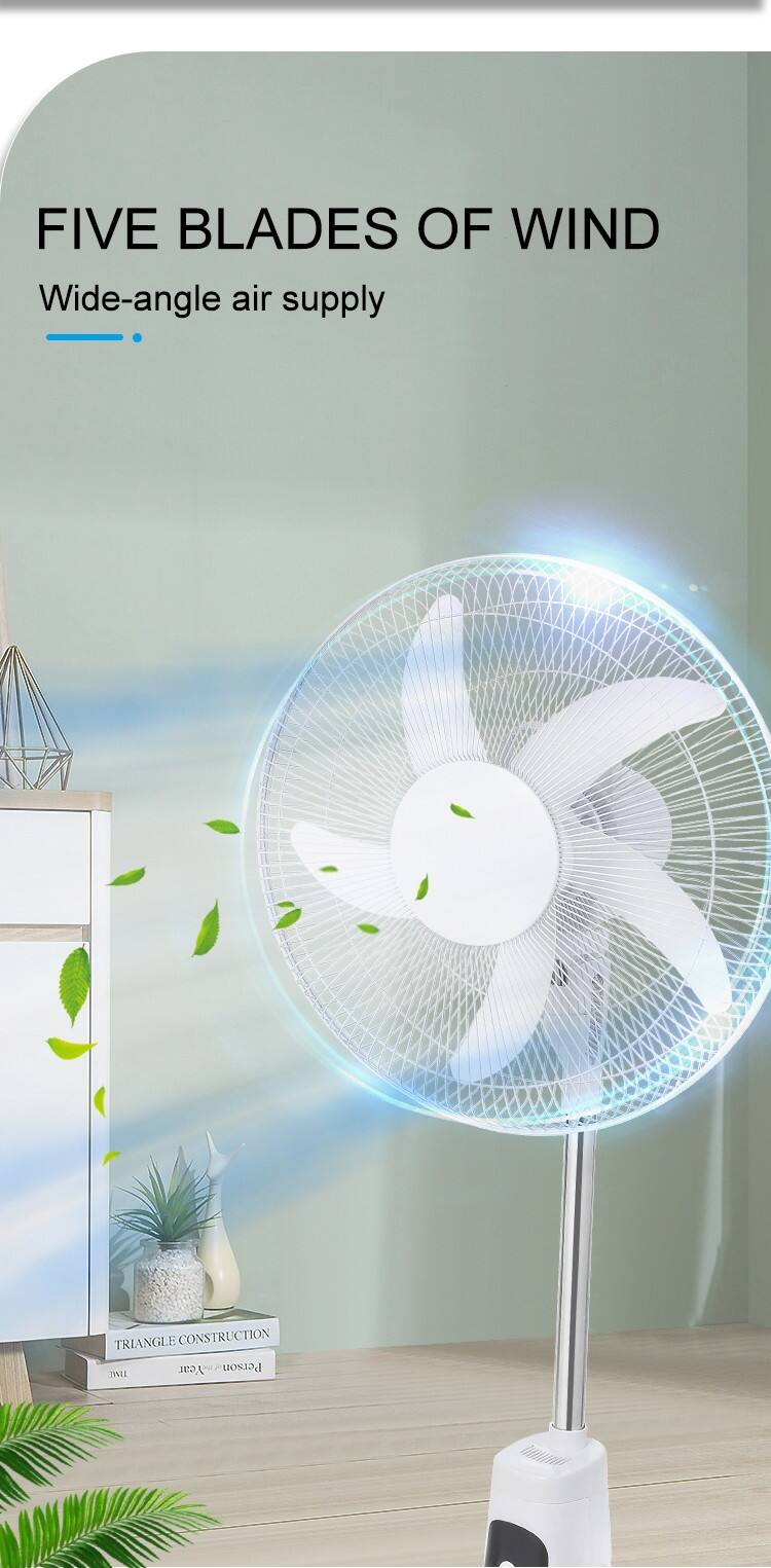 16 Inches 5 Blades Rechargeable Stand Fan Portable Solar Power Electric Rechargeable Solar Floor Fan details