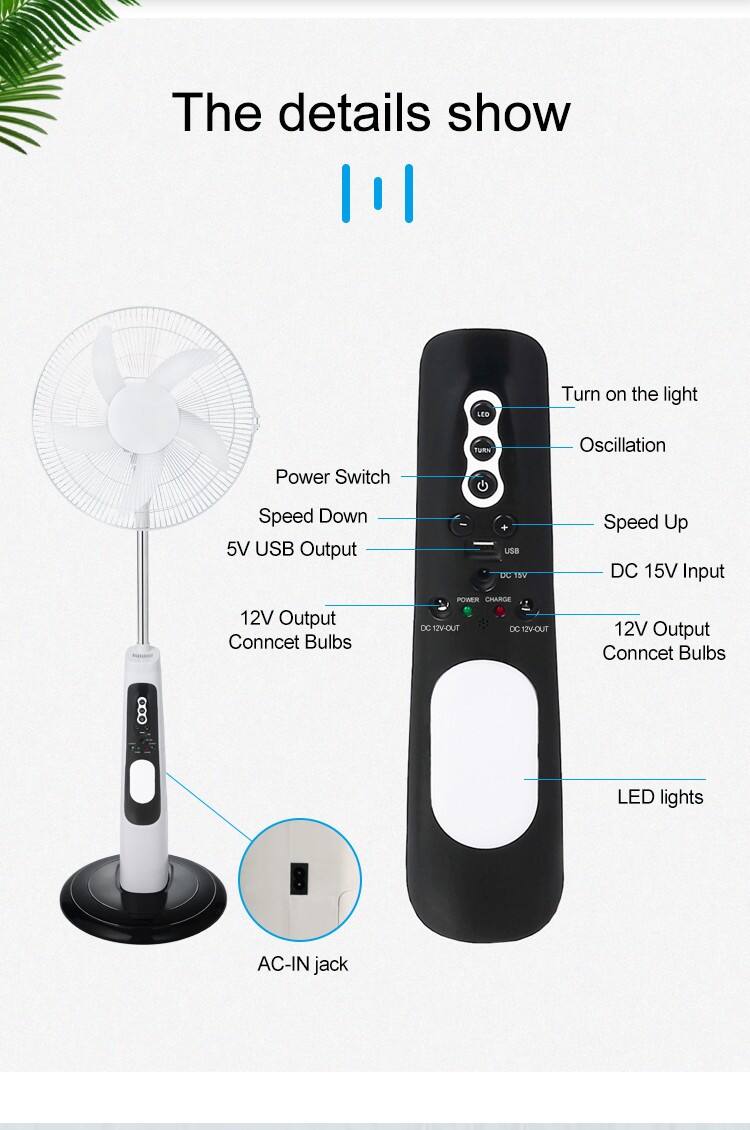 Multi Purpose Floor Fans Electrical Floor Air Cooling Standing Fan Solar Rechargeable Fan details