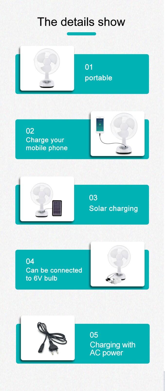 New Mini Desktop Ac Dc 12V Rechargeable Solar Table Fan With Solar Panel supplier