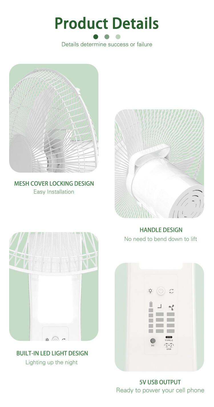 LD-3616 wholesale high quality 12V battery solar rechargeable fan with led light solar panel and Remote Control details