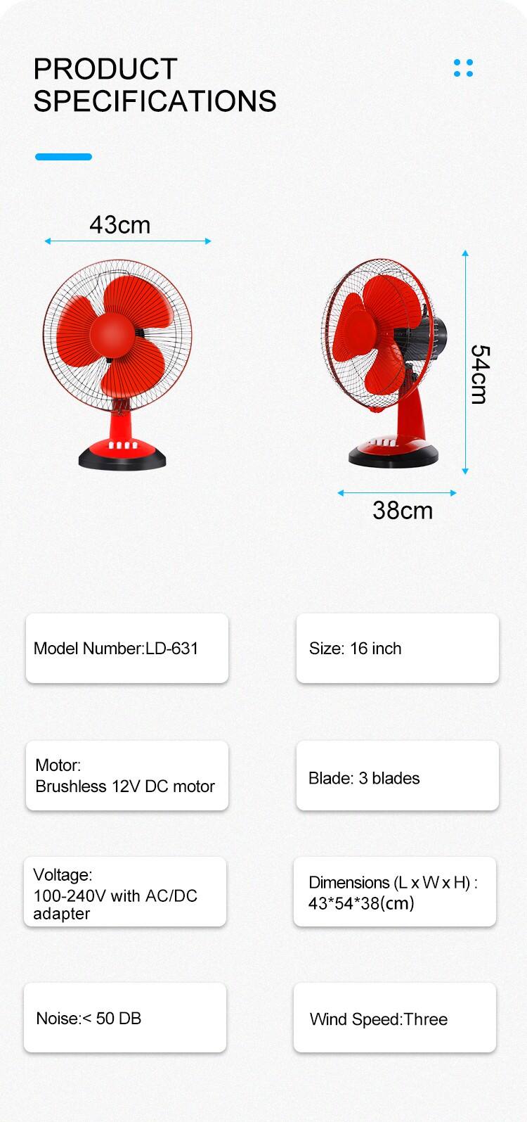 12" Table DC Fan 12v Solar DC Fan Plastic CB Ce Floor Air Cooling Fan ROHS Cheap Price - FD630 supplier