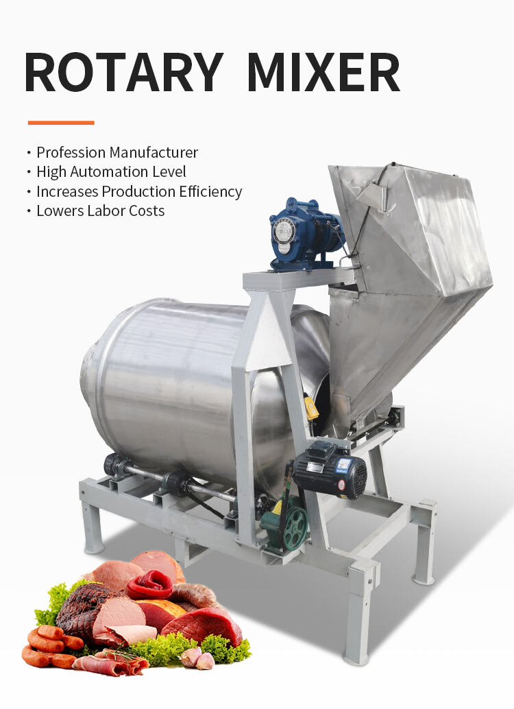 Food Grade Spice Drum Mixing Powder Automatic Snacks Food Rotary Tumbler Drum Seasoning Blender Mixer supplier