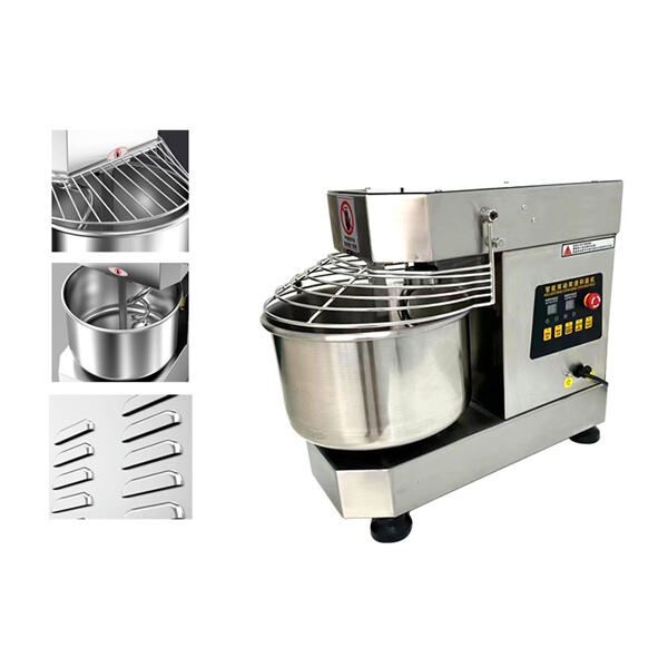 A countertop dough mixer