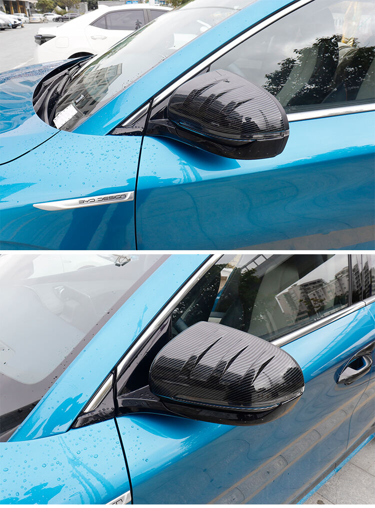 Car Exterior Decoration Accessories Side Door Mirrors Straps ABS Imitate Carbon Rear View Mirror Cover For BYD Yuan Plus ATTO 3 details