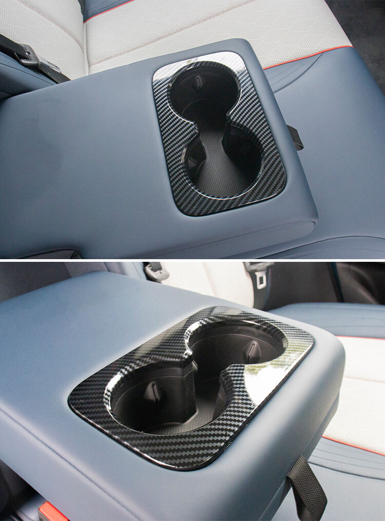Auto Interior Parts High Quality Rear Seat Water Cup Holder Cover Trim ABS Imitate Carbon For BYD ATTO 3 Yuan Plus Accessories manufacture