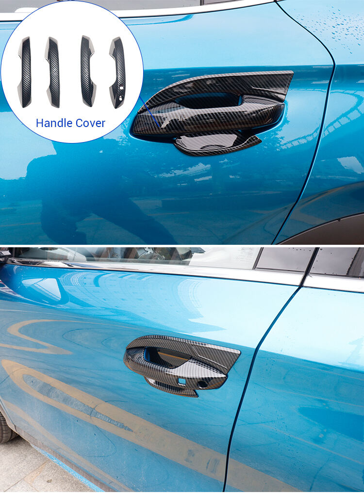 Car Exterior Decoration Accessories ABS Imitate Carbon RHD Auto Side Door Handle Cover Frame For BYD Yuan Plus Atto 3 supplier