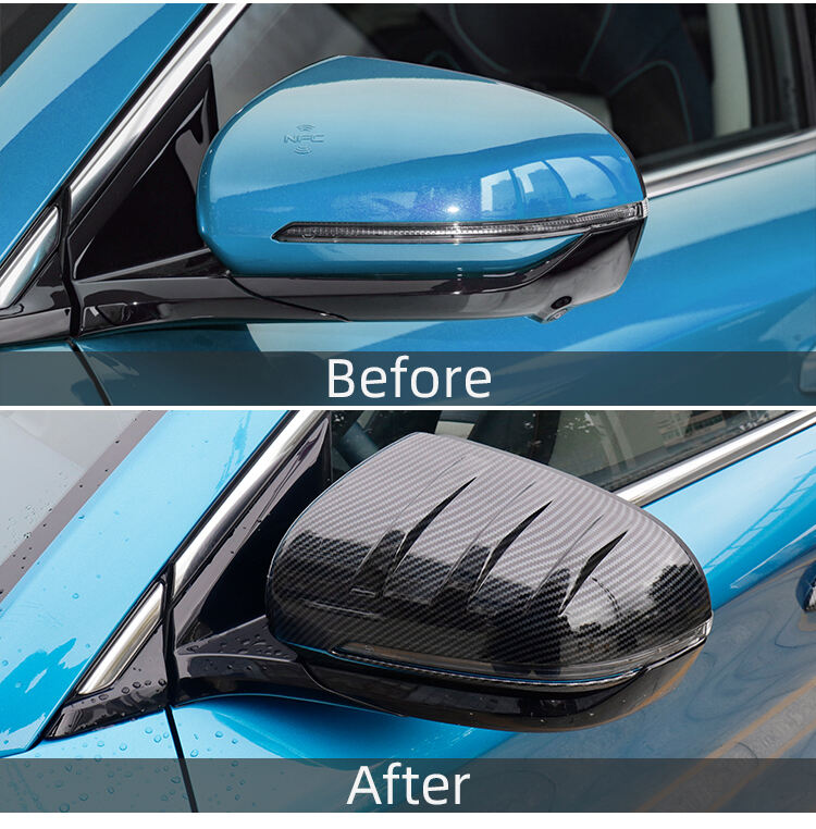 Car Exterior Decoration Accessories Side Door Mirrors Straps ABS Imitate Carbon Rear View Mirror Cover For BYD Yuan Plus ATTO 3 details