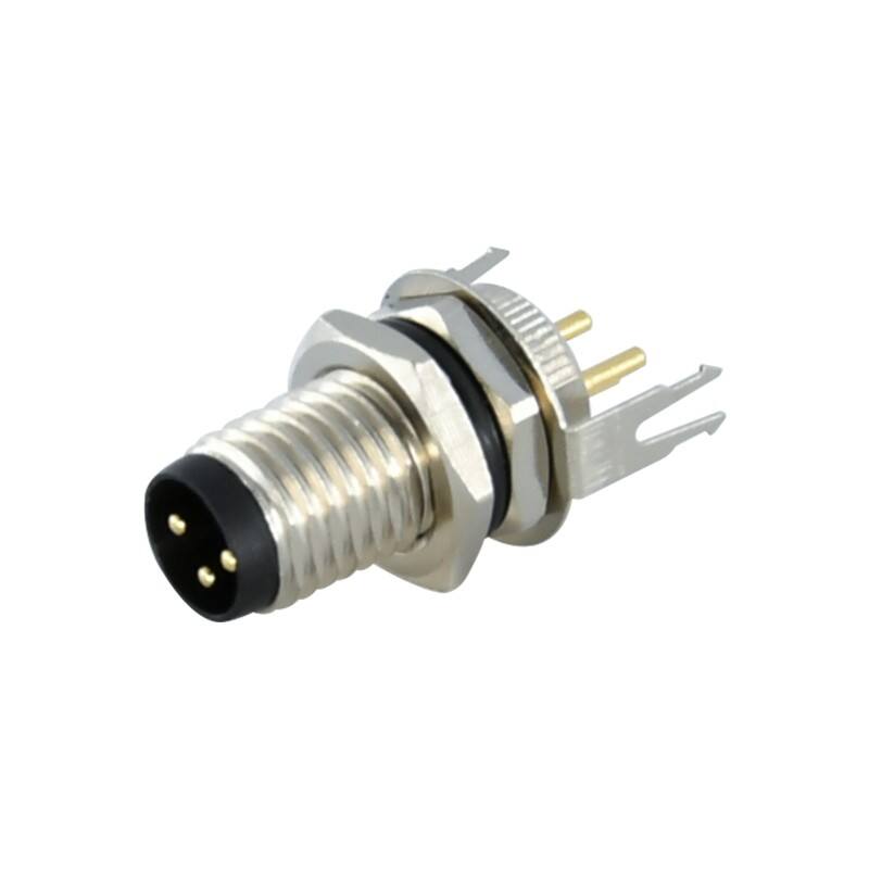 M8 Male Panel Mount Connector with PE,Straight,Shielded