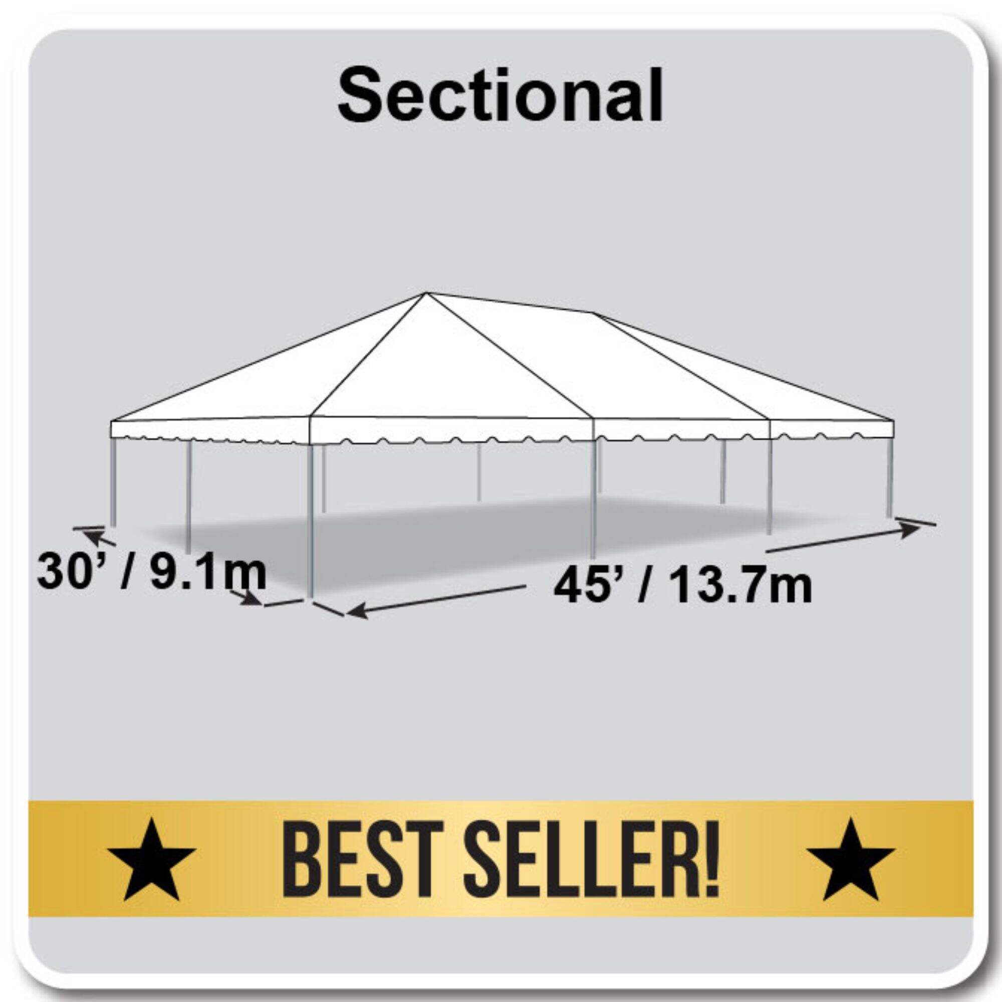 30' X 45' Classic Frame Tent / West Coast Style Frame, sectional tent top, Complete