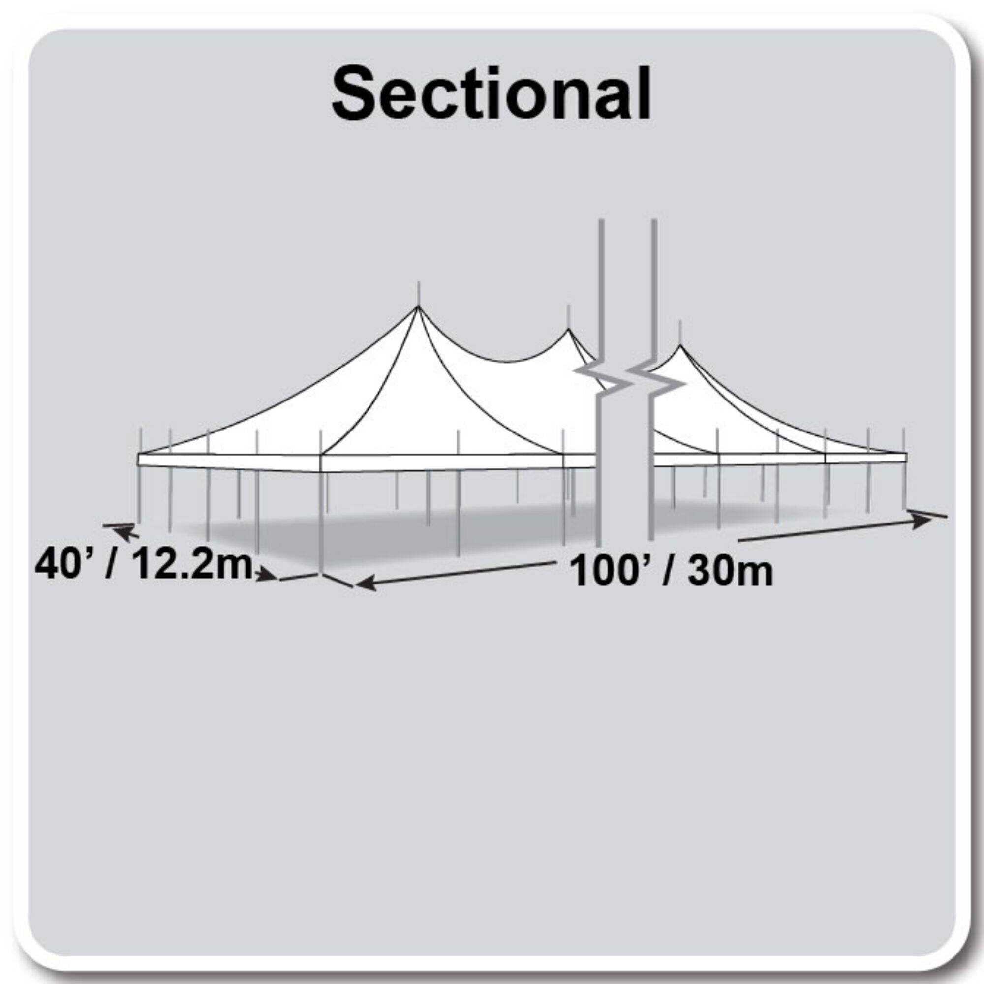 40' X 100' High Peak Pole Tent / Premiere I Tent, sectional tent top, Complete