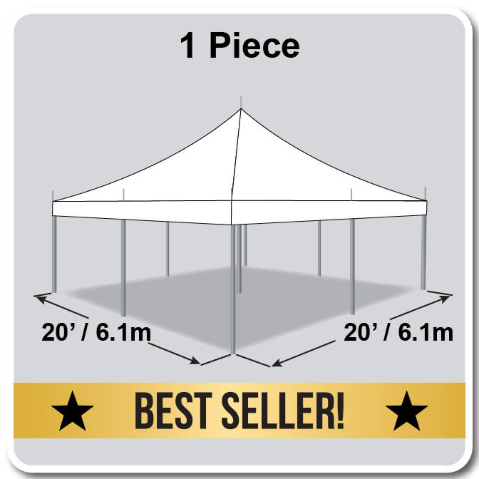 20' X 20' High Peak Pole Tent / Premiere I Tent, one piece tent top, Complete