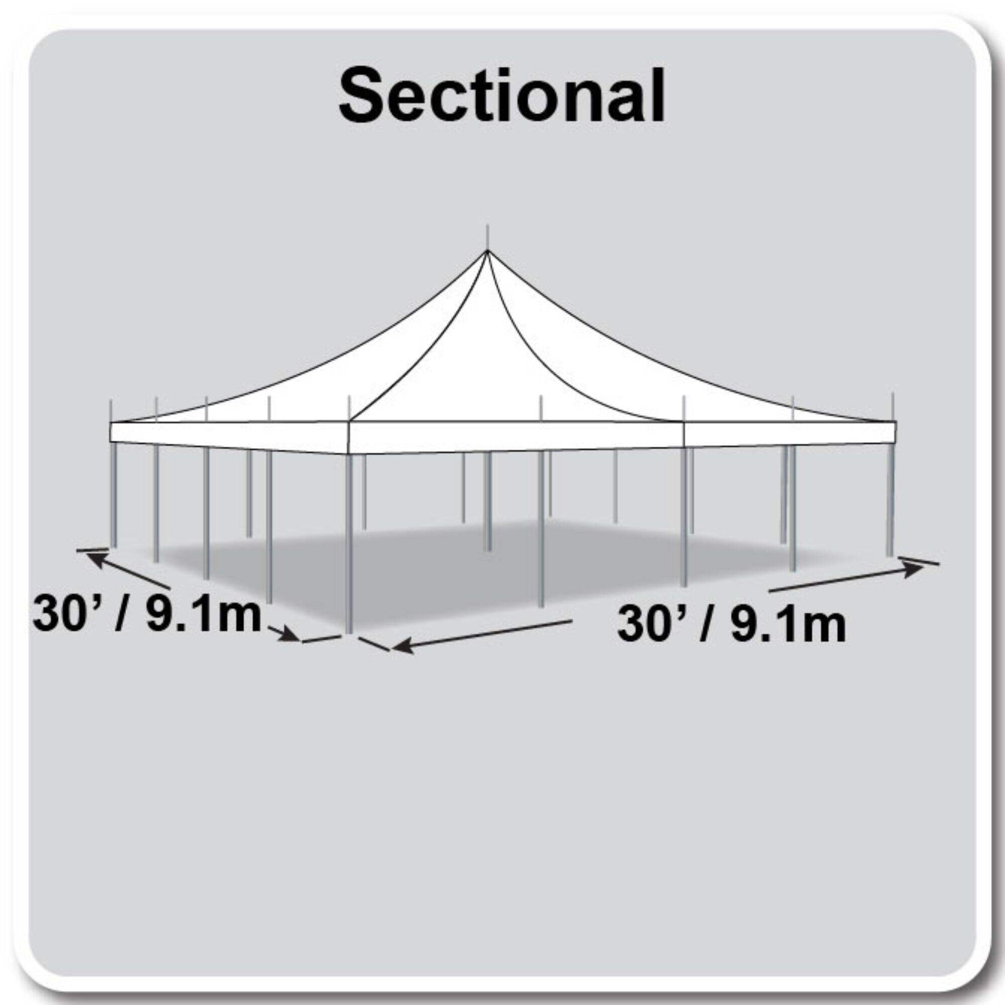 30' X 30' High Peak Pole Tent / Premiere I Tent, sectional tent top, Complete