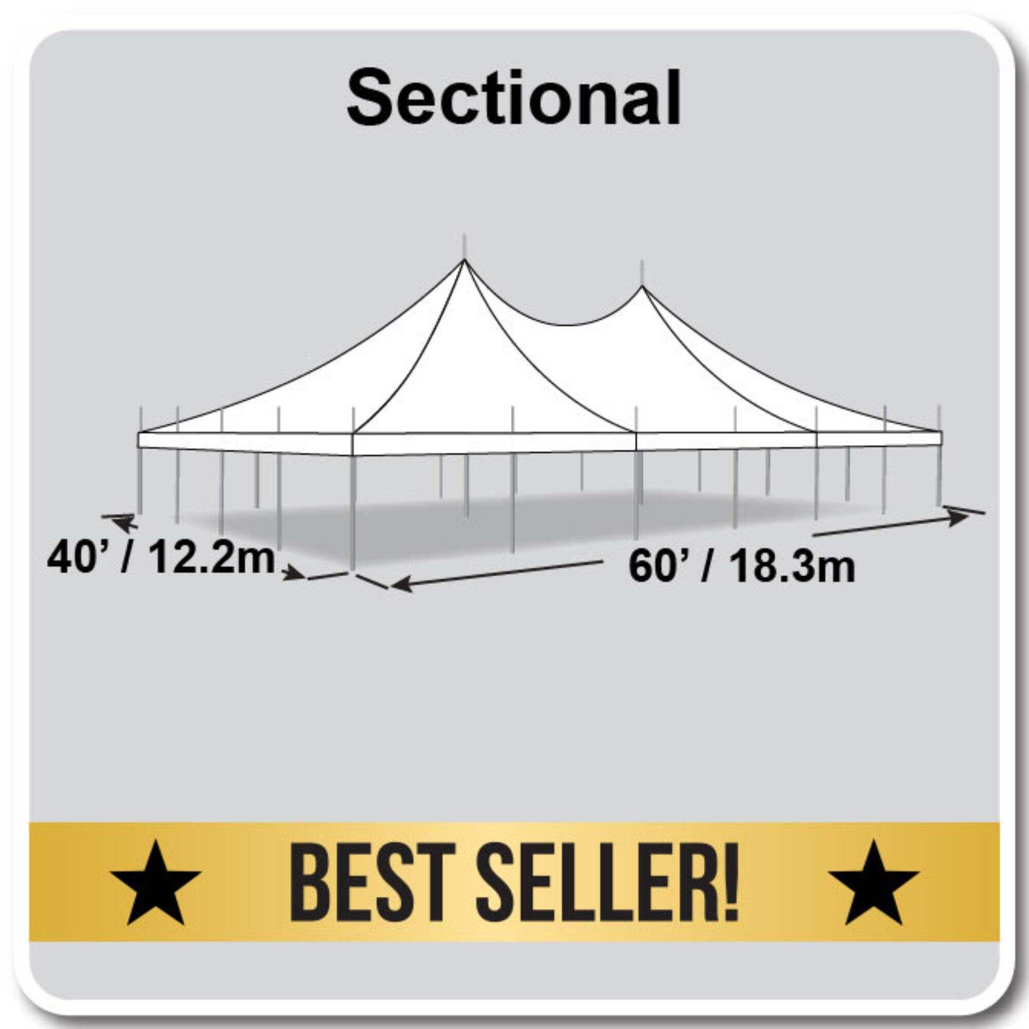 40' X 60' High Peak Pole Tent / Premiere I Tent, sectional tent top, Complete