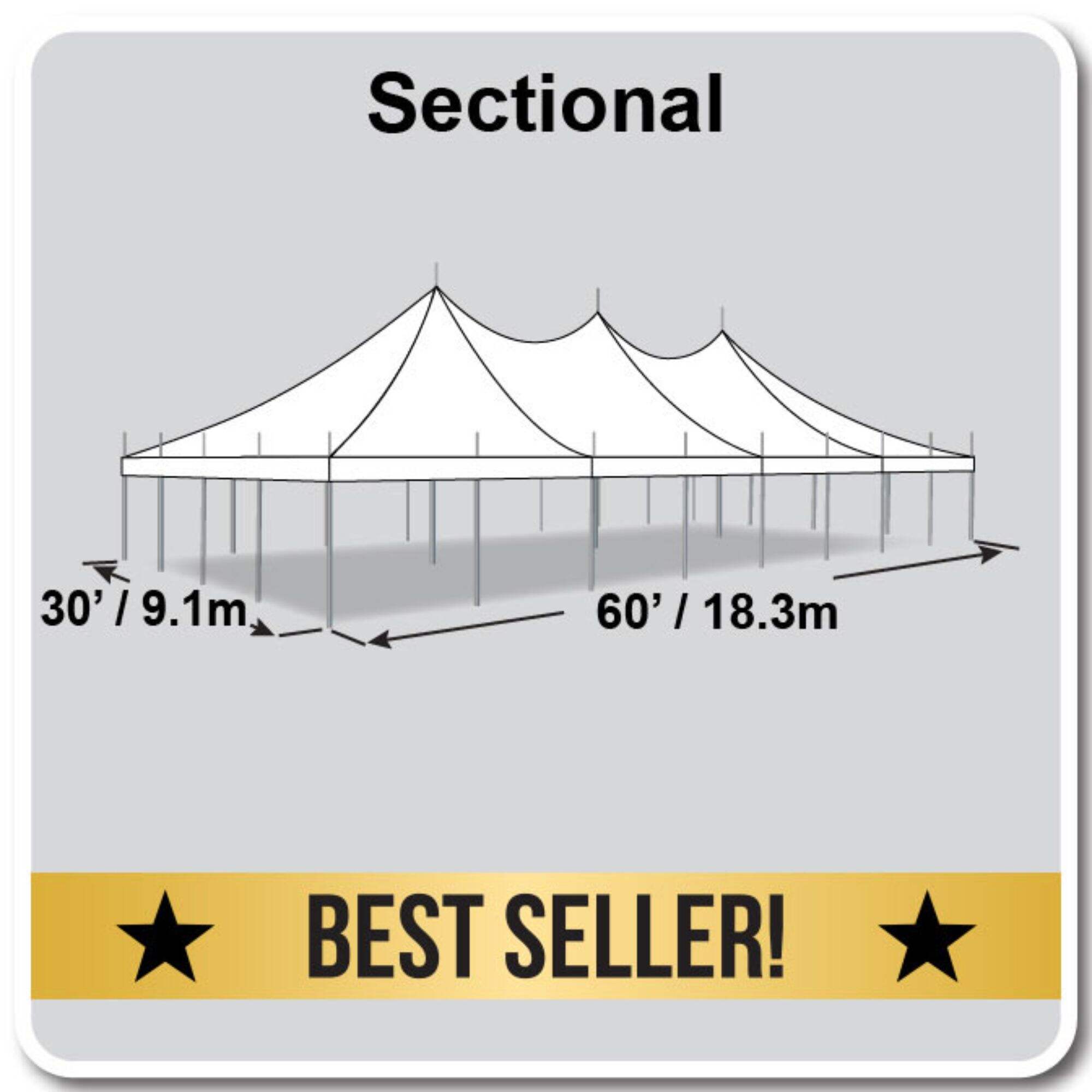 30' X 60' High Peak Pole Tent / Premiere I Tent, sectional tent top, Complete