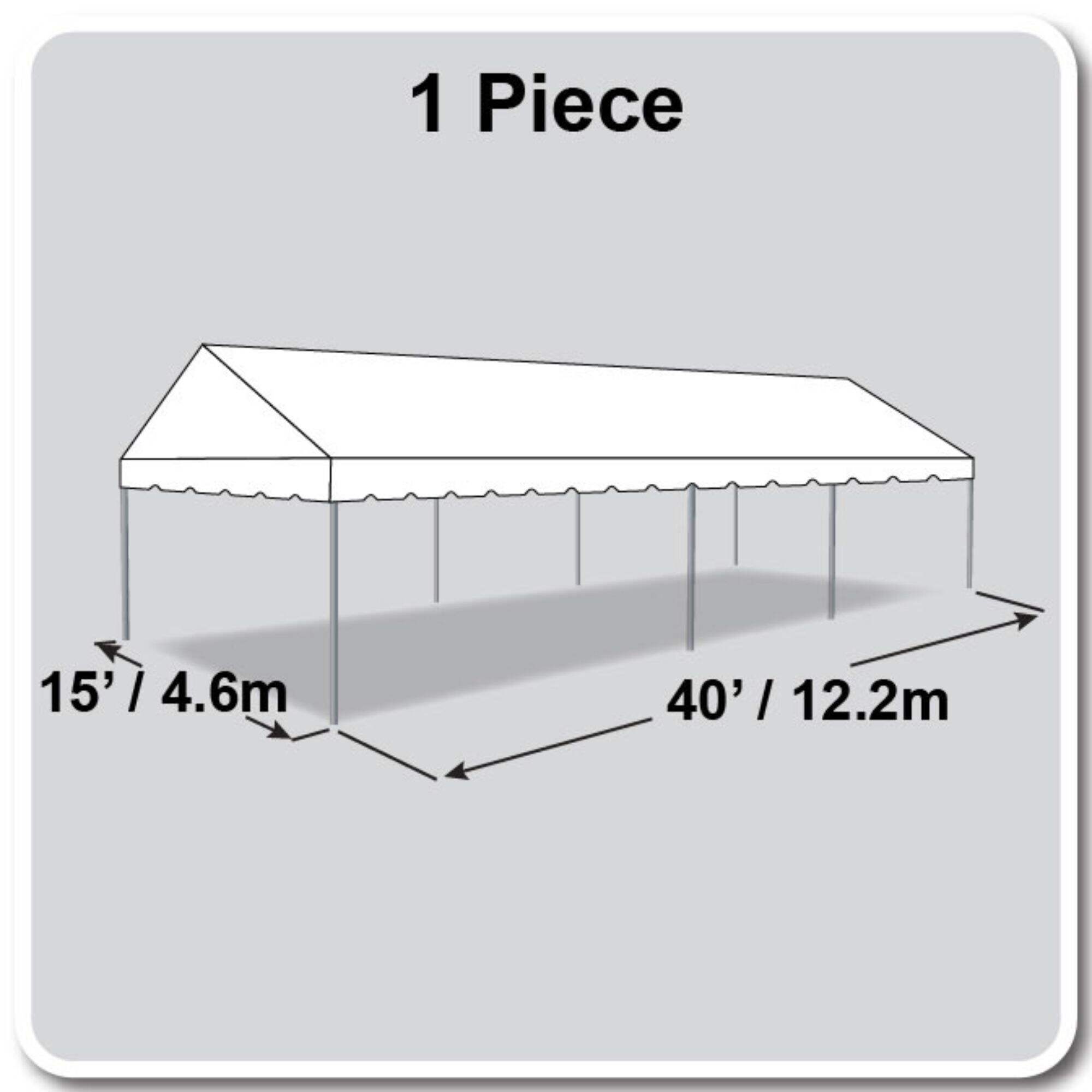 15' X 40' Gable Frame Tent / one piece tent top, Complete