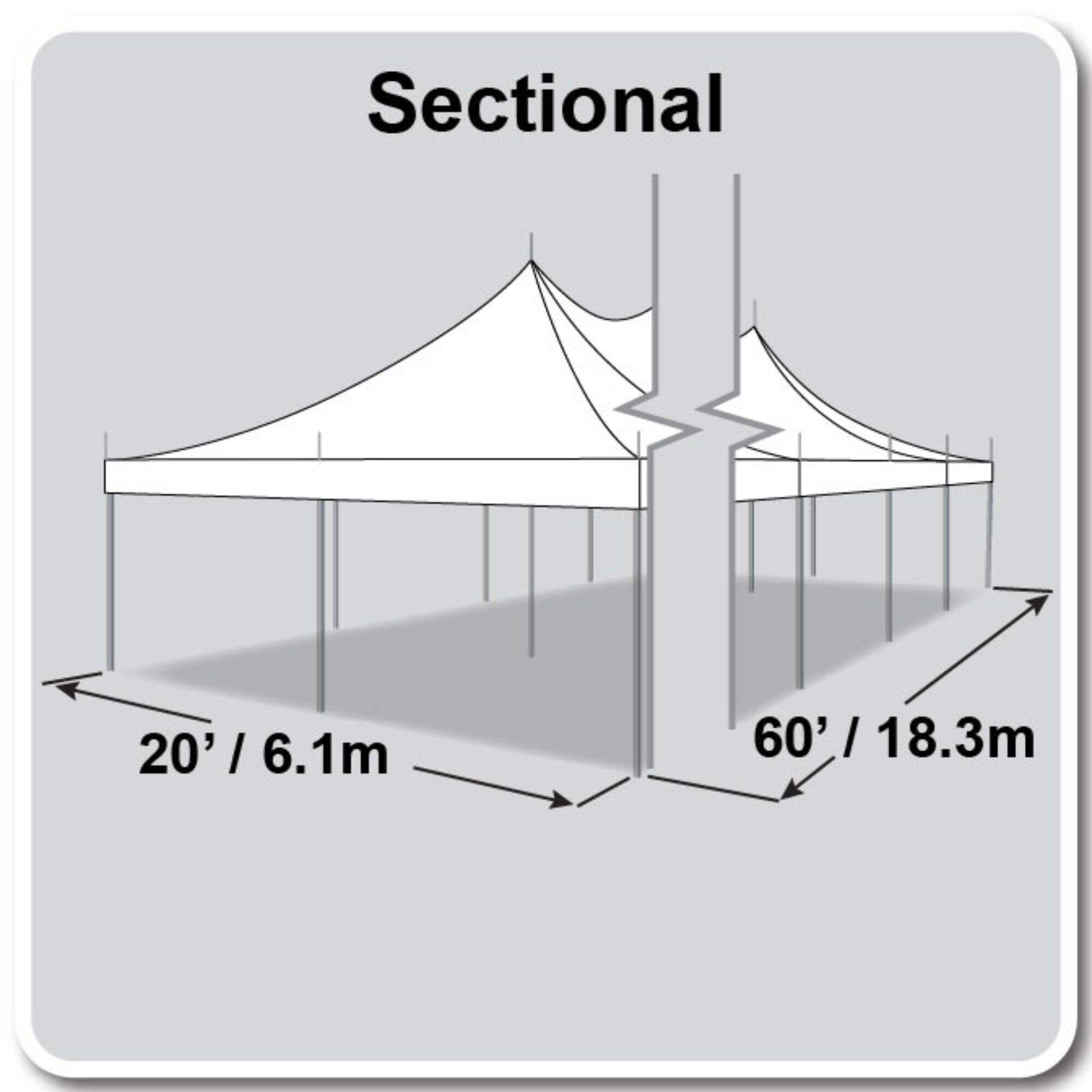 20' X 60' High Peak Pole Tent / Premiere I Tent, sectional tent top, Complete