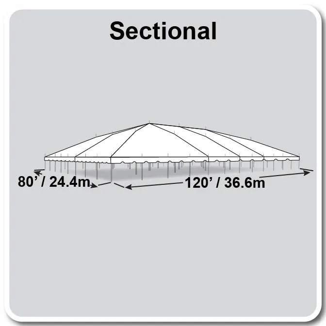 80' X 120' Classic Pole Tent / sectional tent top, Complete