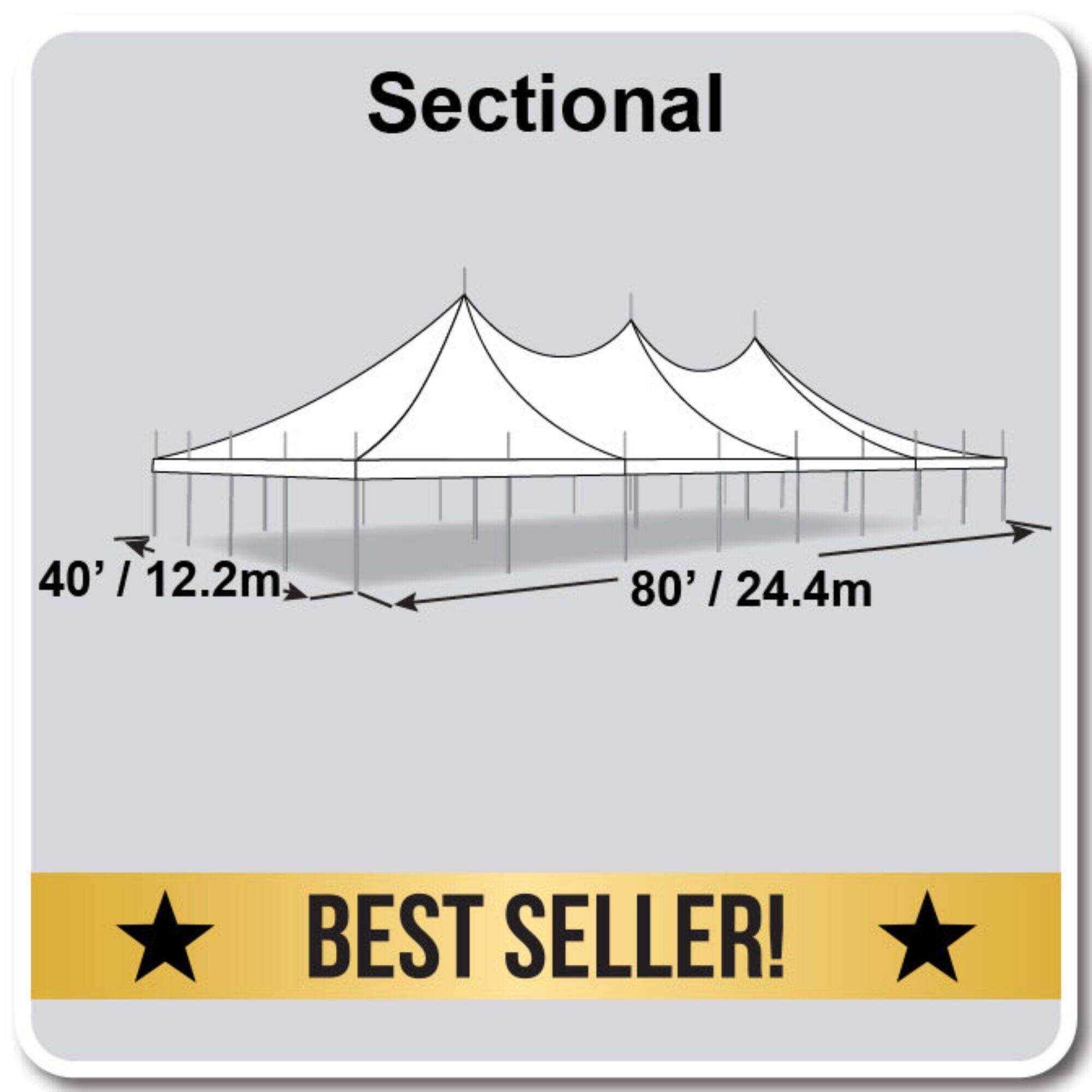 40' X 80' High Peak Pole Tent / Premiere I Tent, sectional tent top, Complete