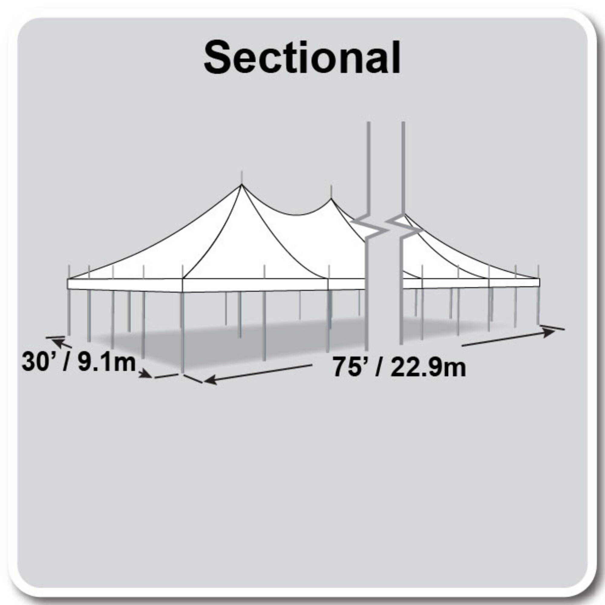 30' X 75' High Peak Pole Tent / Premiere I Tent, sectional tent top, Complete