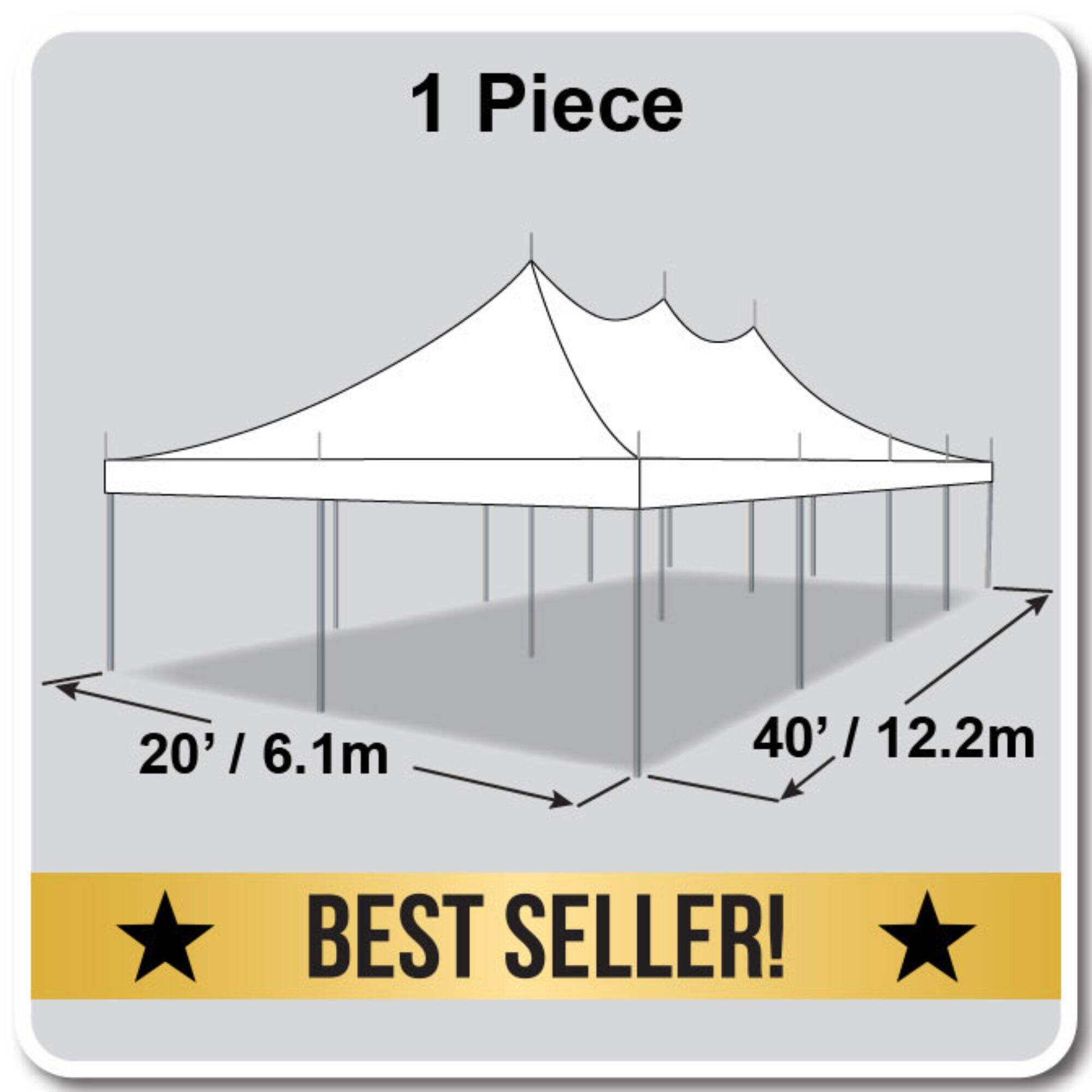 20' X 40' High Peak Pole Tent / Premiere I Tent, one piece tent top, Complete