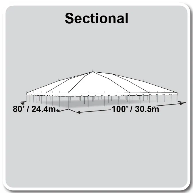 80' X 100' Classic Pole Tent / sectional tent top, Complete