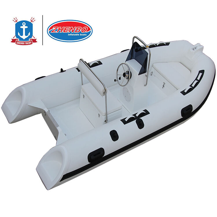 CE Certified 390cm luxury durable rib boat fiberglass bottom hypalon tube inflatable center console rib 390 boat supplier