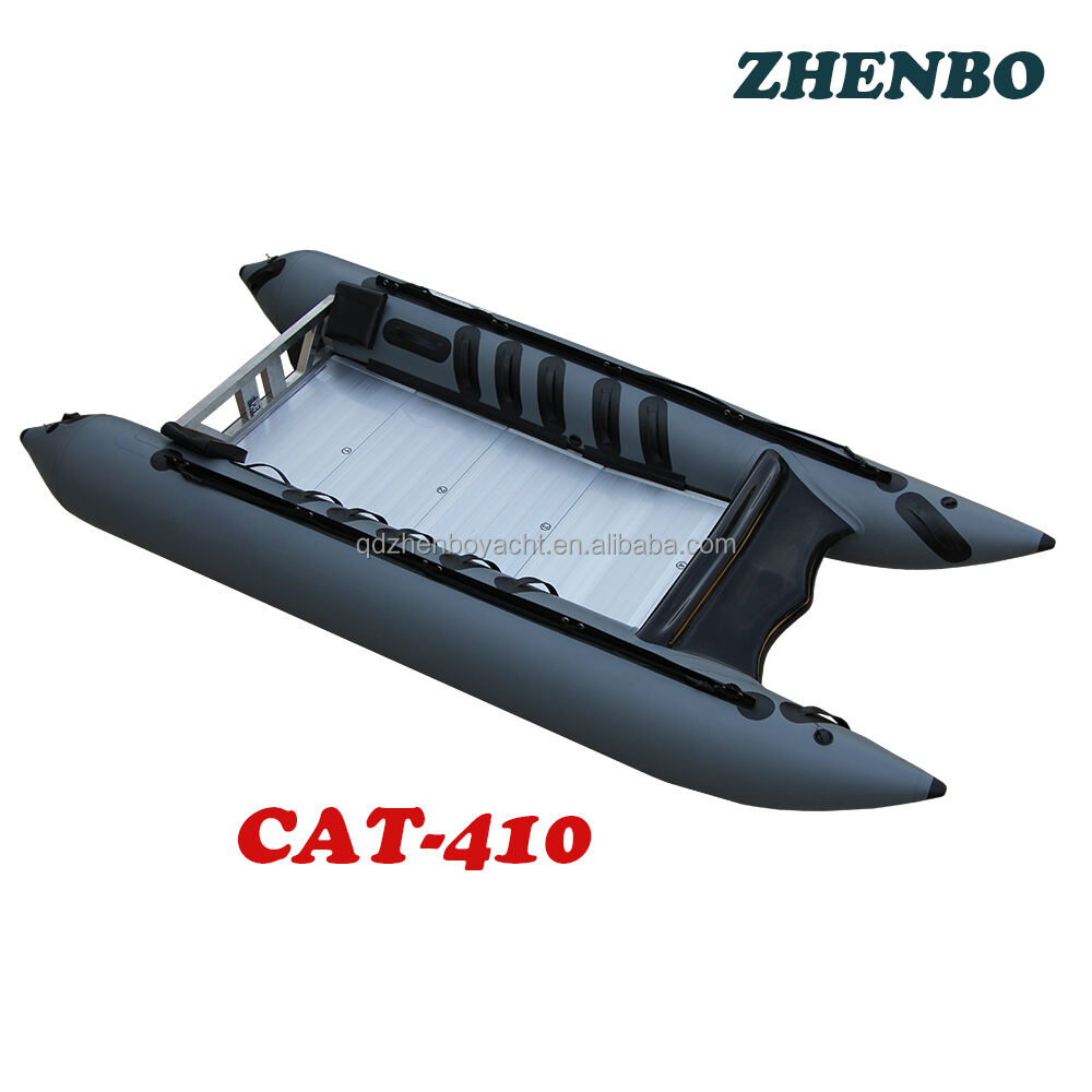 Zhenbo super CAT ZBC-410 4.1m High Speed Thundercat Inflatable Catamaran Aluminium Floor Sailing Boat details