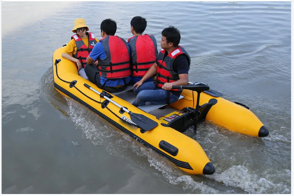 High Speed 360cm Folding PVC Inflatable Boat Rescue Boat Rubber Rowing Boats with aluminium floor for sale factory