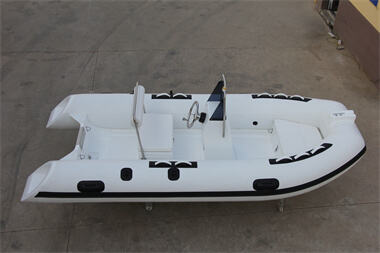 CE Certified 390cm luxury durable rib boat fiberglass bottom hypalon tube inflatable center console rib 390 boat factory