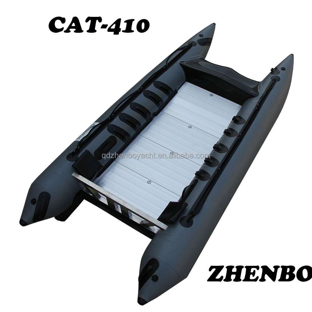 Zhenbo super CAT ZBC-410 4.1m High Speed Thundercat Inflatable Catamaran Aluminium Floor Sailing Boat factory