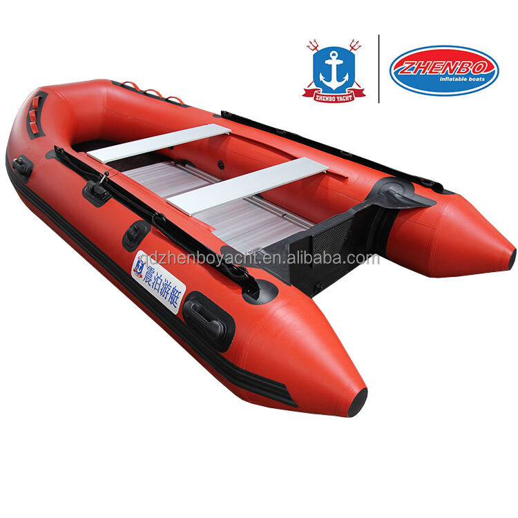 CE 3.9m Aluminium Floor Inflatable Boat Sport Fishing Boats ZB-390 with Outboard Motor manufacture