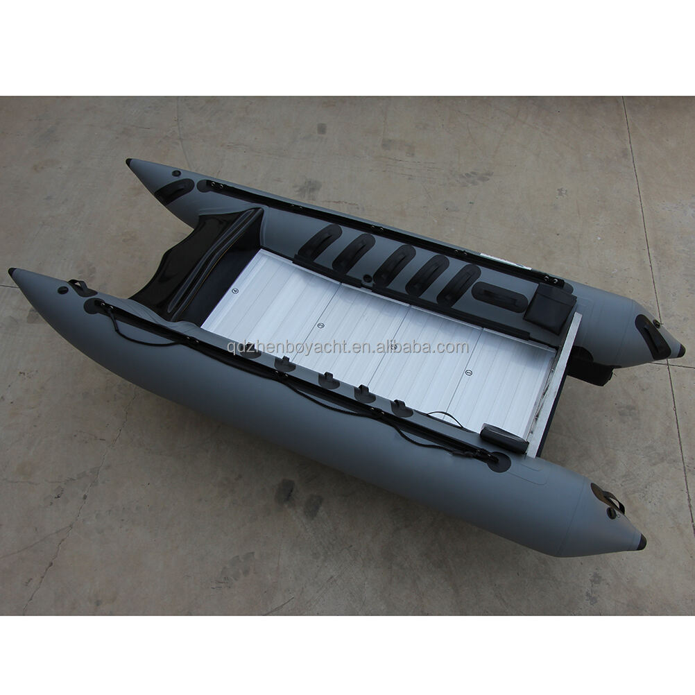 Zhenbo super CAT ZBC-410 4.1m High Speed Thundercat Inflatable Catamaran Aluminium Floor Sailing Boat factory