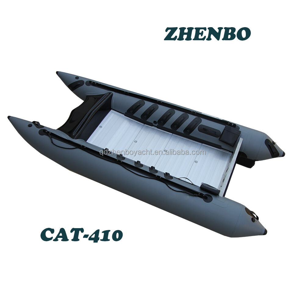 Zhenbo super CAT ZBC-410 4.1m High Speed Thundercat Inflatable Catamaran Aluminium Floor Sailing Boat factory