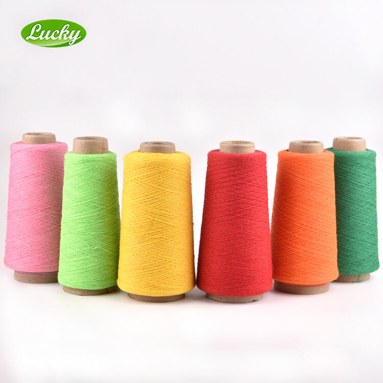 NE21S recycled( RG)t-shirt cotton yarn wholesale for circular knitting colored fabrics factory