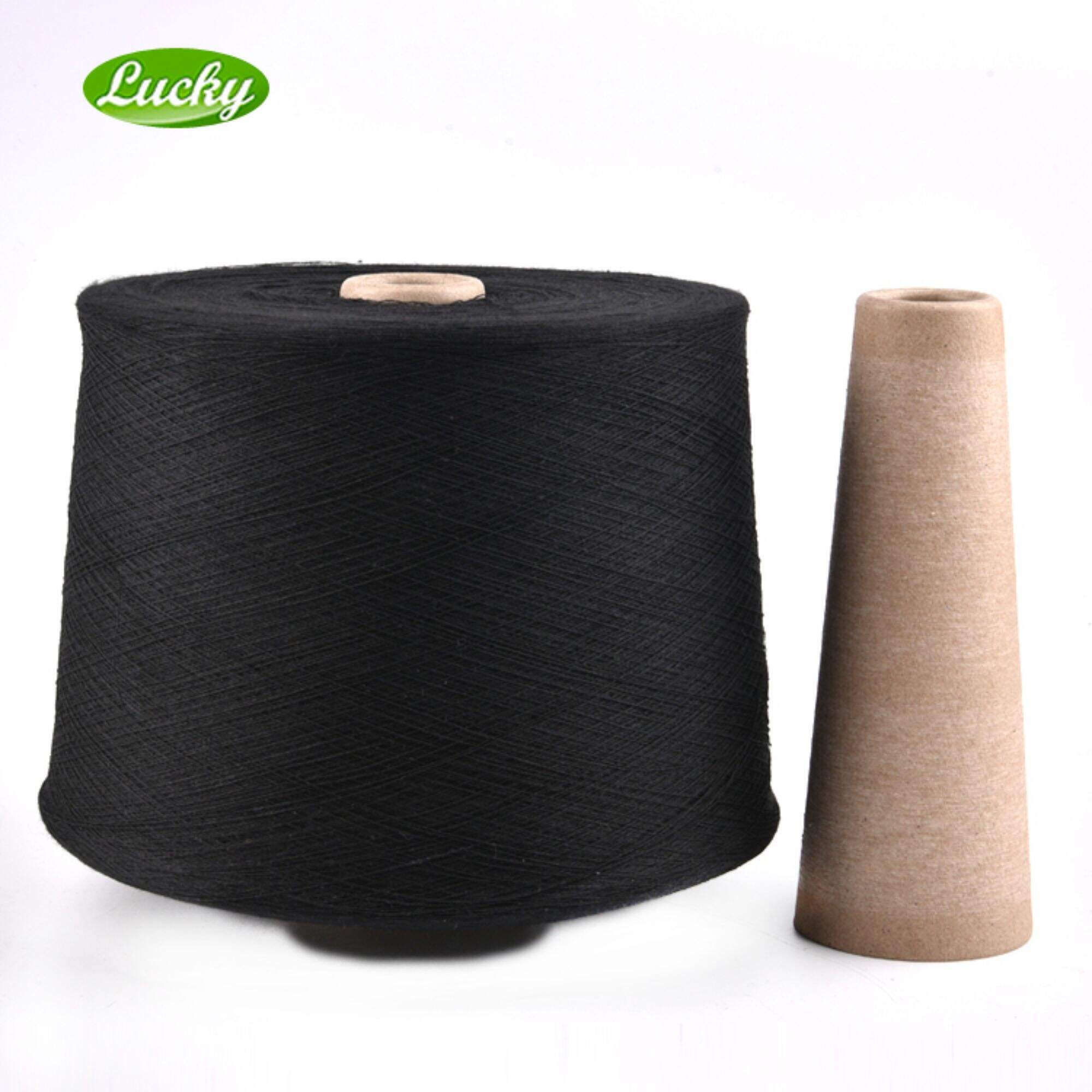 Recycled/Regenerated NE20 NM34 Black CVC 20S open end oe cotton circular knitting cotton polyester blended sock yarn price