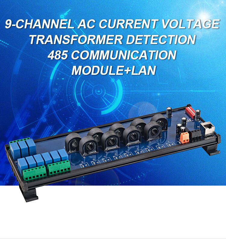 product huaqingjun 9 channel rs485 ethernet current voltage transformer detect module rs485 modbus rtu modbus tcp acquisition module-2