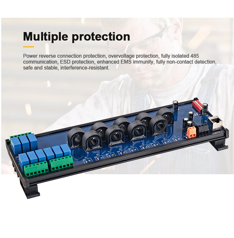 product huaqingjun 9 channel rs485 ethernet current voltage transformer detect module rs485 modbus rtu modbus tcp acquisition module-8