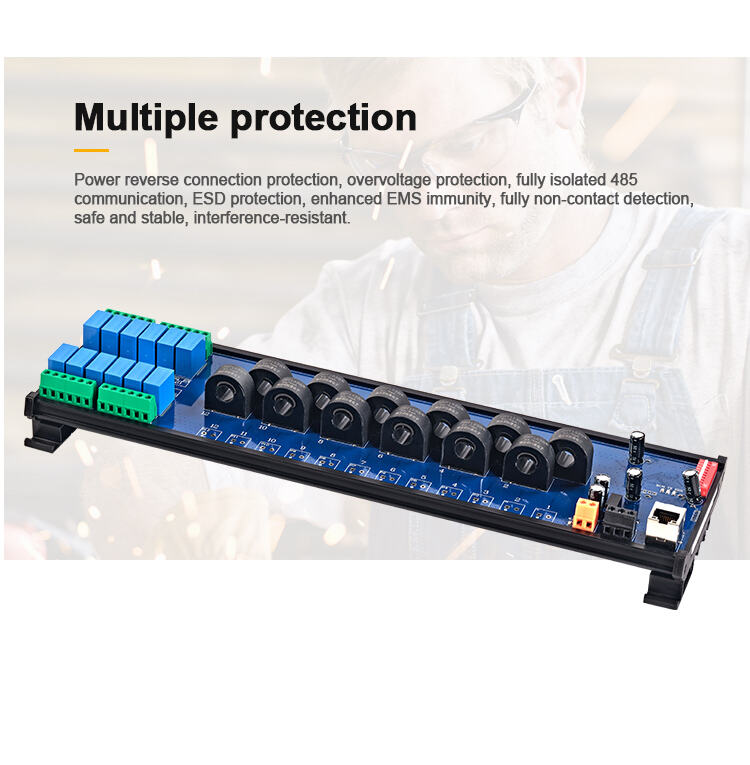 product huaqingjun 12 channel rs485 ethernet ac current voltage transformer detect module modbus rtu modbus tcp acquisition module-8