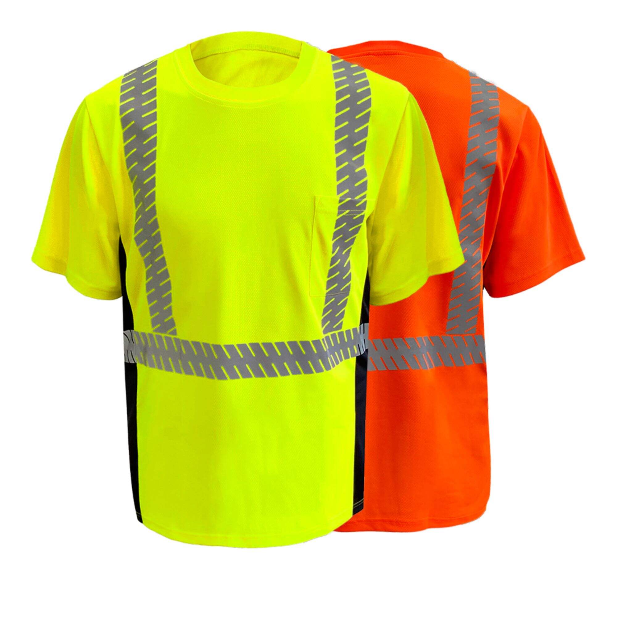 تی شرت ایمنی GT15 Hi-vis یقه خدمه با سمت مشکی