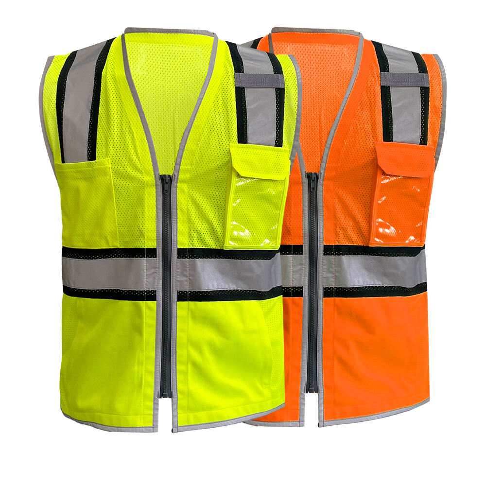 GVU11 HI VIS سترة أمان بسحاب شبكي اقتصادي