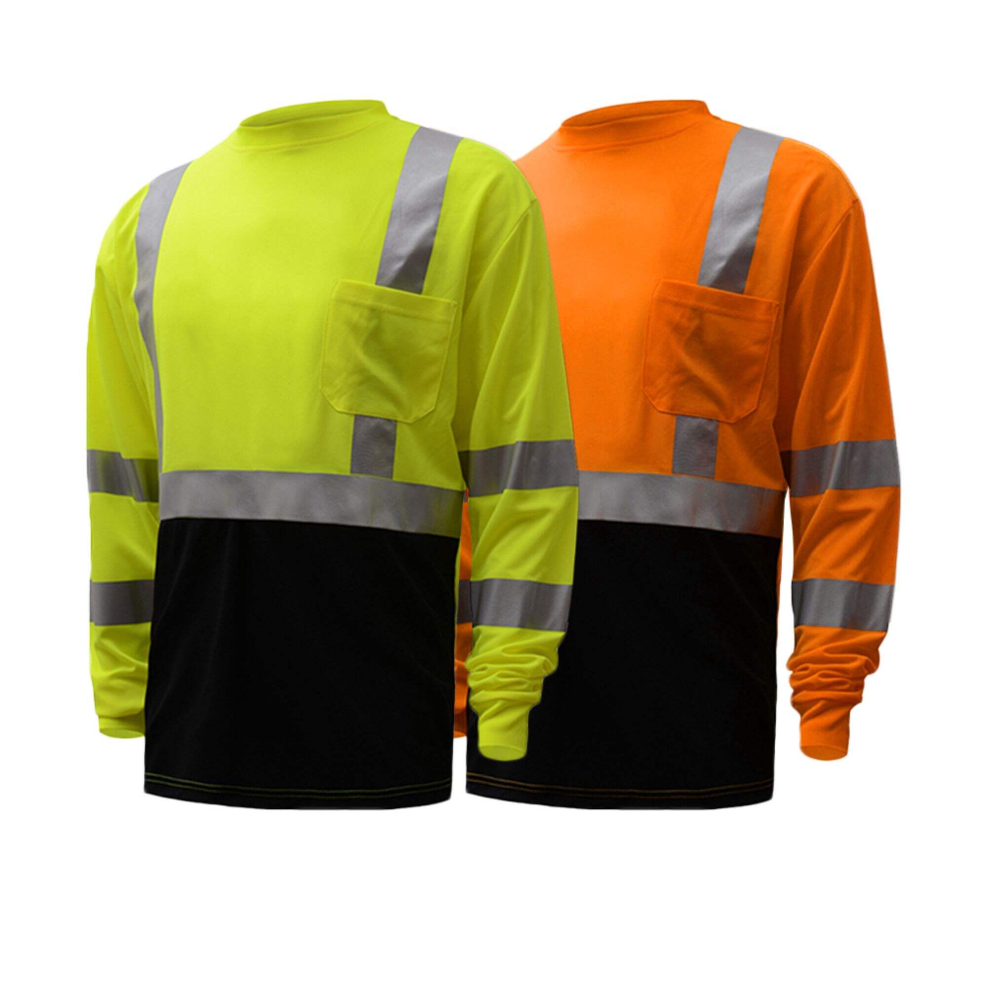 T-shirt ochronny GT24 Hi-vis z długim rękawem, czarny dół