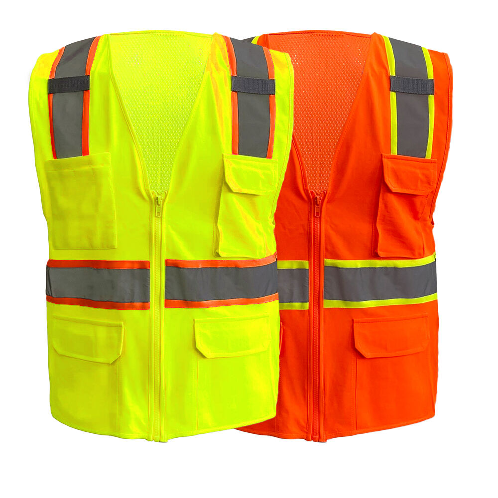 GVU09 HI VIS 安全ベスト ジッパーフロント開閉