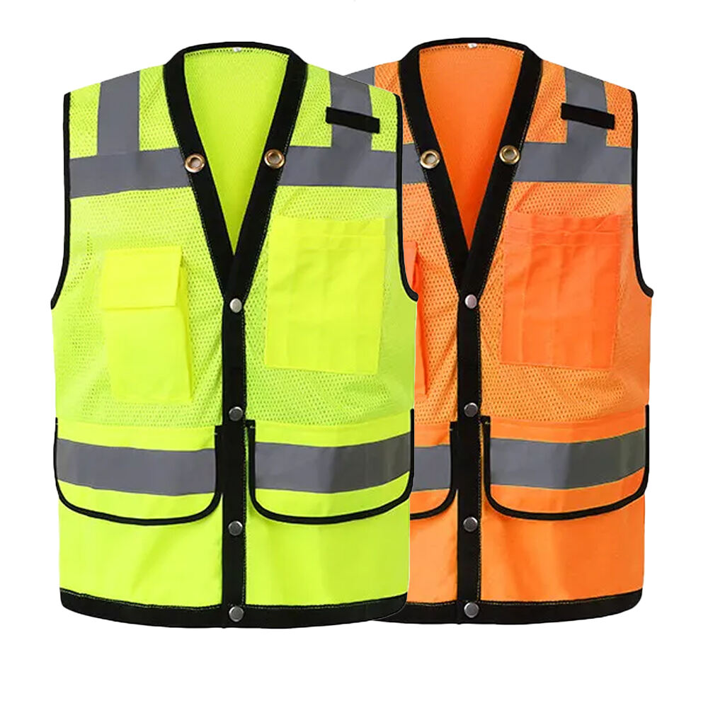 GVU07 HI-VIS BLACK WEBBING SURVEYOR SAFETY VEST