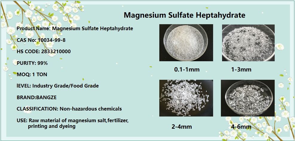 MgSo4 7H2O Heptahydrate Magnesium Sulfate  Agriculture Magnesium Sulfate Food Grade details