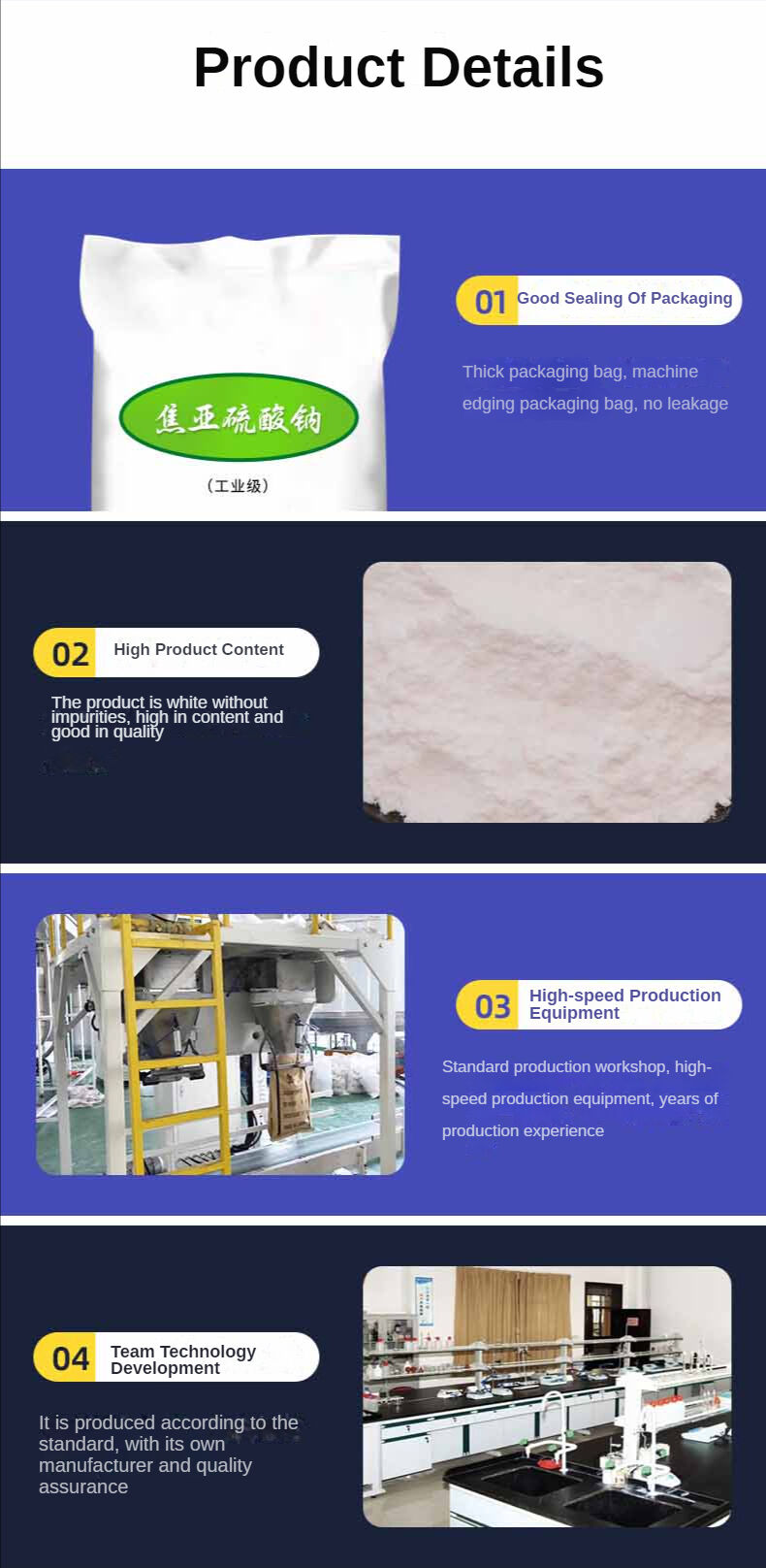 Factory Direct Sale Plant Industry Food Sodium Metabisulfite na2s2o5 smbs Price Sodium Metabisulphite factory